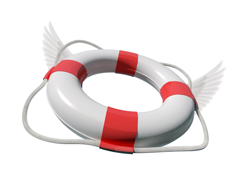 Ein Rettungsring mit weißen Flügeln